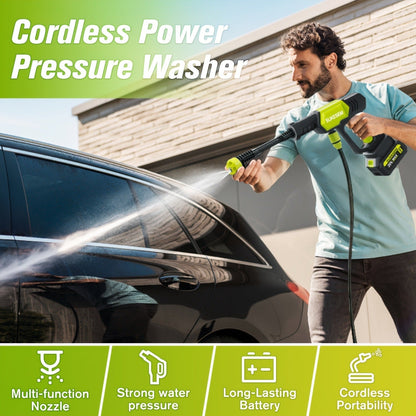 Cordless Pressure Washer Battery Powered Portable Car Wash Gun High Pressure Cleaner for Cars Yards for Garden, Patio and Yard Use