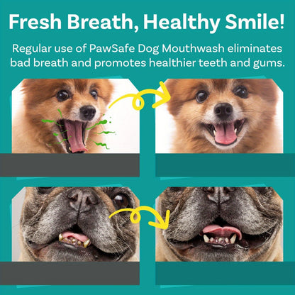 Dog Mouthwash for Fresh Breath with Peppermint Extract – Natural Dental Health Oral Care Liquid, Easy-to-Use Water Additive for Dogs