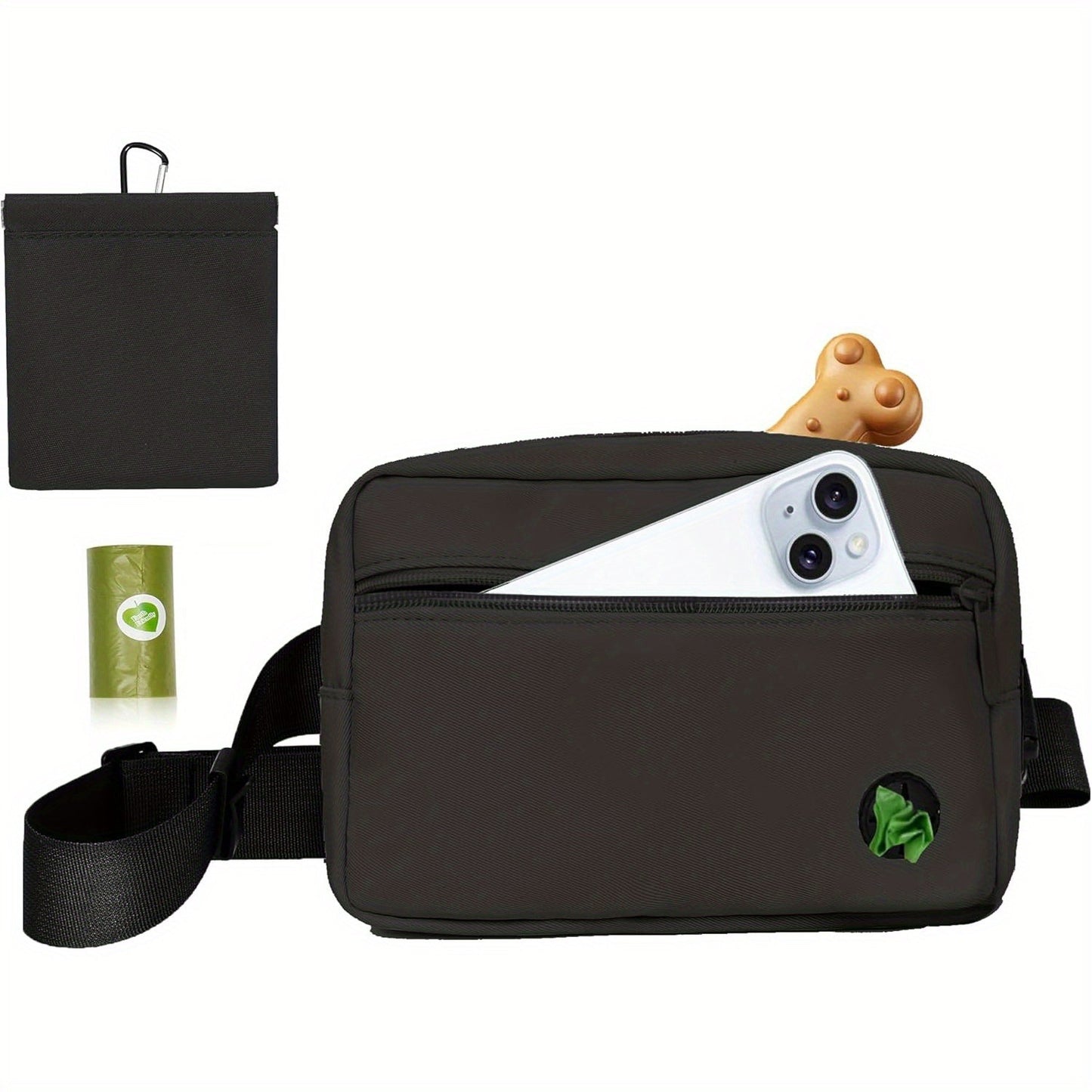 Dog Treat Pouch for Training – Waist Belt Bag with Poop Bag Dispenser, Detachable Treat Bag & Carabiner – Dog Walking Bag for Puppy Training