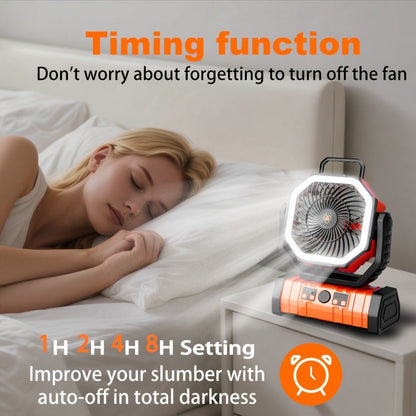 Tent Fan with LED Light 20000mAh Battery – 4-Level Brightness, Multi-Speed Rotatable Portable Tent Fan for Camping, Outdoor, Office & Home