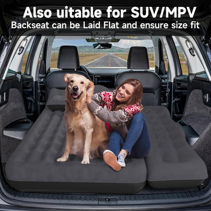 Back-Seat Car Inflatable Mattress with Two Pillows, Air Pump and Carry Bag in Black or Dark Blue