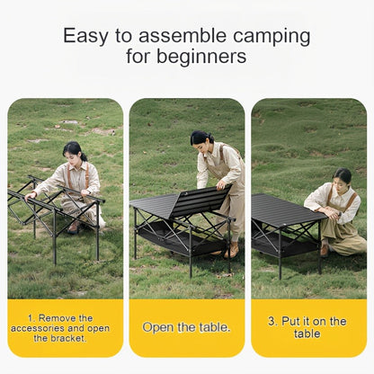 Foldable Roll-Up Camping Picnic Table with Carry Bag | Portable Outdoor Table for Camping Beach Backyard BBQ Parties Patios | Lightweight