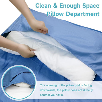 Sleeping Bag Liner for Adults – Two-Way Zipper Sleep Sack with Foot Exposure, Lightweight Portable Travel Sheet for Camping, Hiking