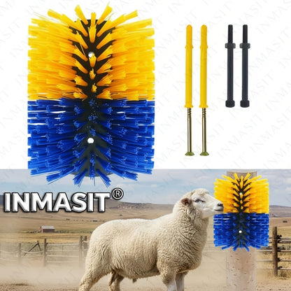 Livestock Grooming Brush Scratcher 8.7" – All-in-One Massage & Itch Relief Tool for Horse, Cow, Goat & Pig | Easy Install with 4 Screws
