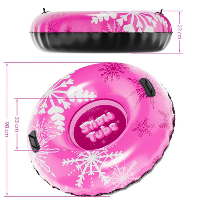 Inflatable Snow Tubes Set of 3 – Heavy-Duty PVC Sled Tubes 36 & 40 Inch with Anti-Slip Handles, Portable Winter Snow Sleds for Kids
