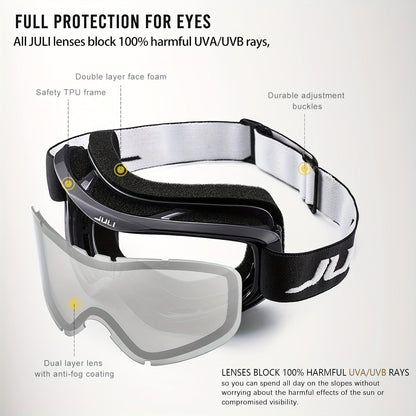 Black MAXJULI Over-the-Glasses Ski Goggles with Silver Lens and Single-Piece Checkout Option