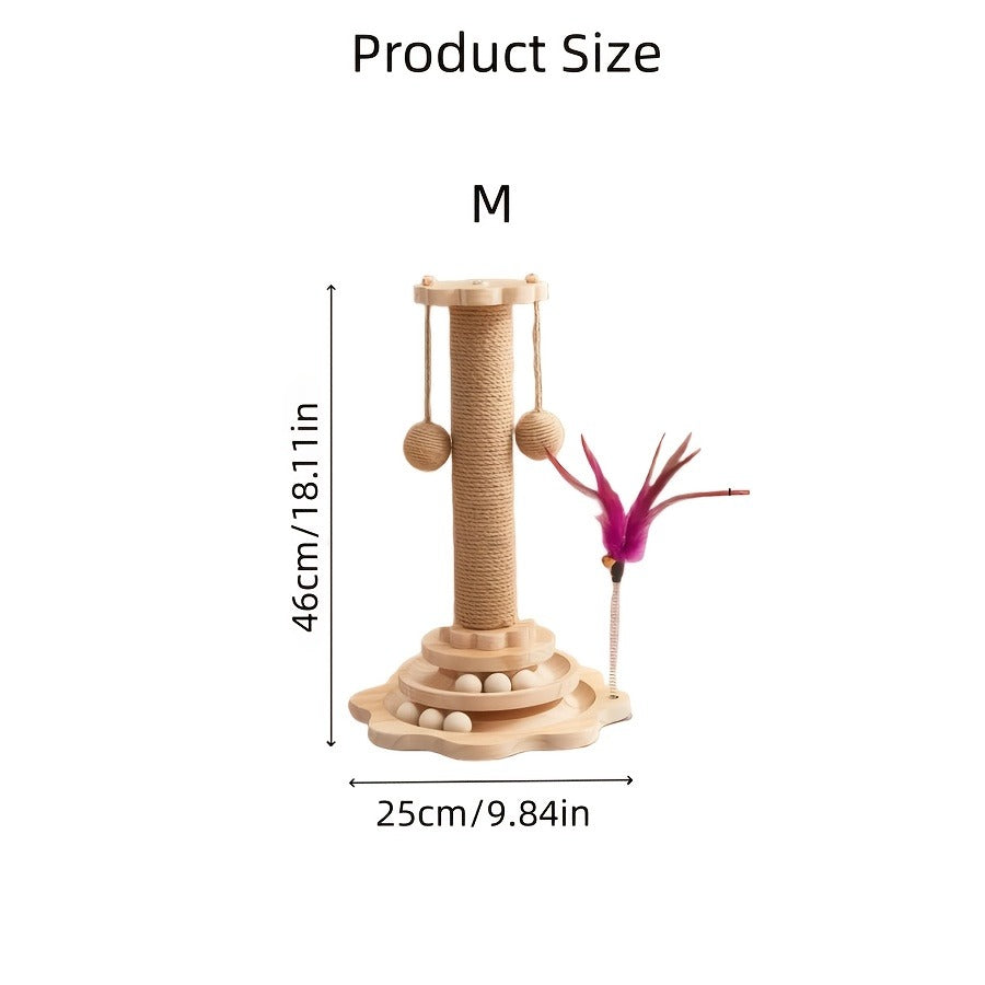 Cat Scratching Post Sisal Vertical Scratcher – Solid Wood Base, Wear-Resistant Rope, Multiple Styles: Standard, Mushroom & Dolphin Shapes