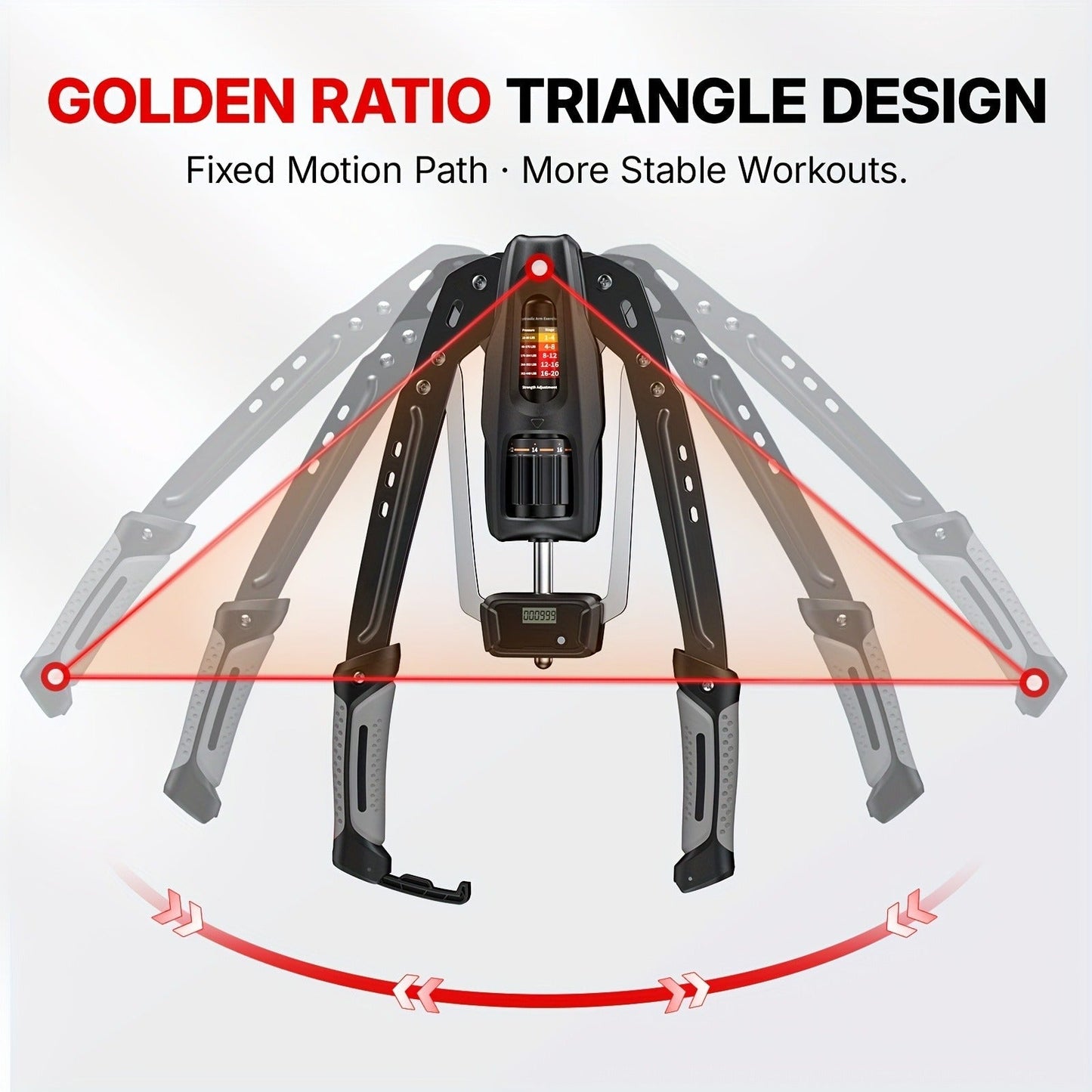 Fitness Equipment Folding Hydraulic Chest Expander with 20 Resistance Levels and Digital Rep Counter