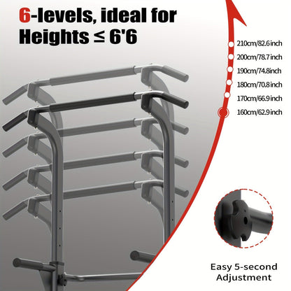 Power Tower Dip Station with Pull Up Bar – Adjustable Height Multi-Function Home Gym Strength Training Workout Station for Dips, Chin Ups