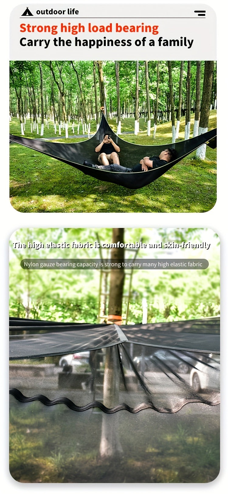 Outdoor Triangle Hammock Multi-Person – Large Aerial Tree Tent, Mesh Swing Camping Hammock for Backyard, Camping & Relaxing