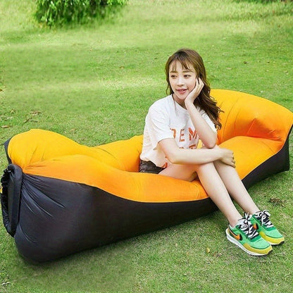 Two-Tone Inflatable Air Lounger with Storage Bag in Red, Blue or Purple with Black Base Options