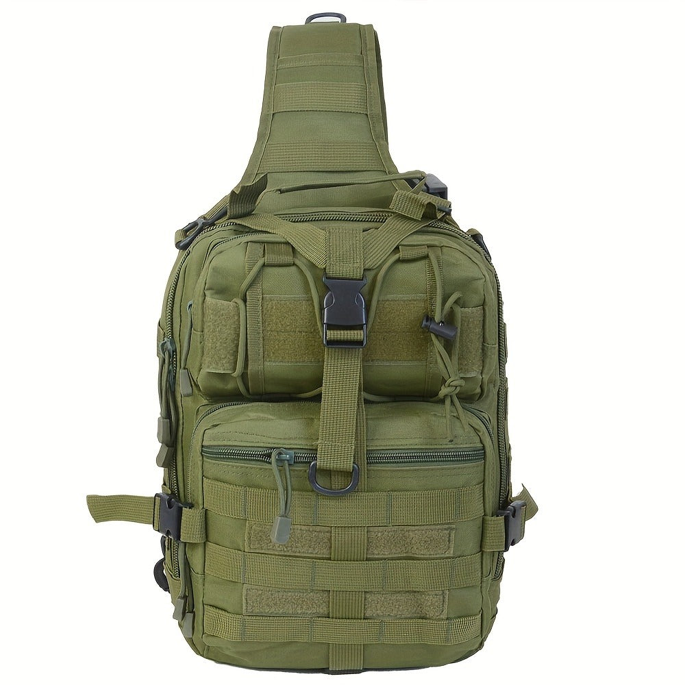 Multi-Pocket Tactical Chest Sling Bag with Adjustable Shoulder Strap in Black, Fern Green or Khaki