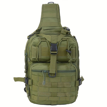 Multi-Pocket Tactical Chest Sling Bag with Adjustable Shoulder Strap in Black, Fern Green or Khaki