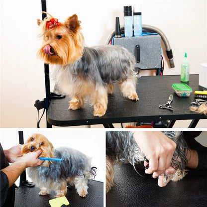 Pet Grooming Table Foldable with Height Adjustable Arm – Non-Slip Waterproof Surface, Folding Legs, Sturdy Metal Frame