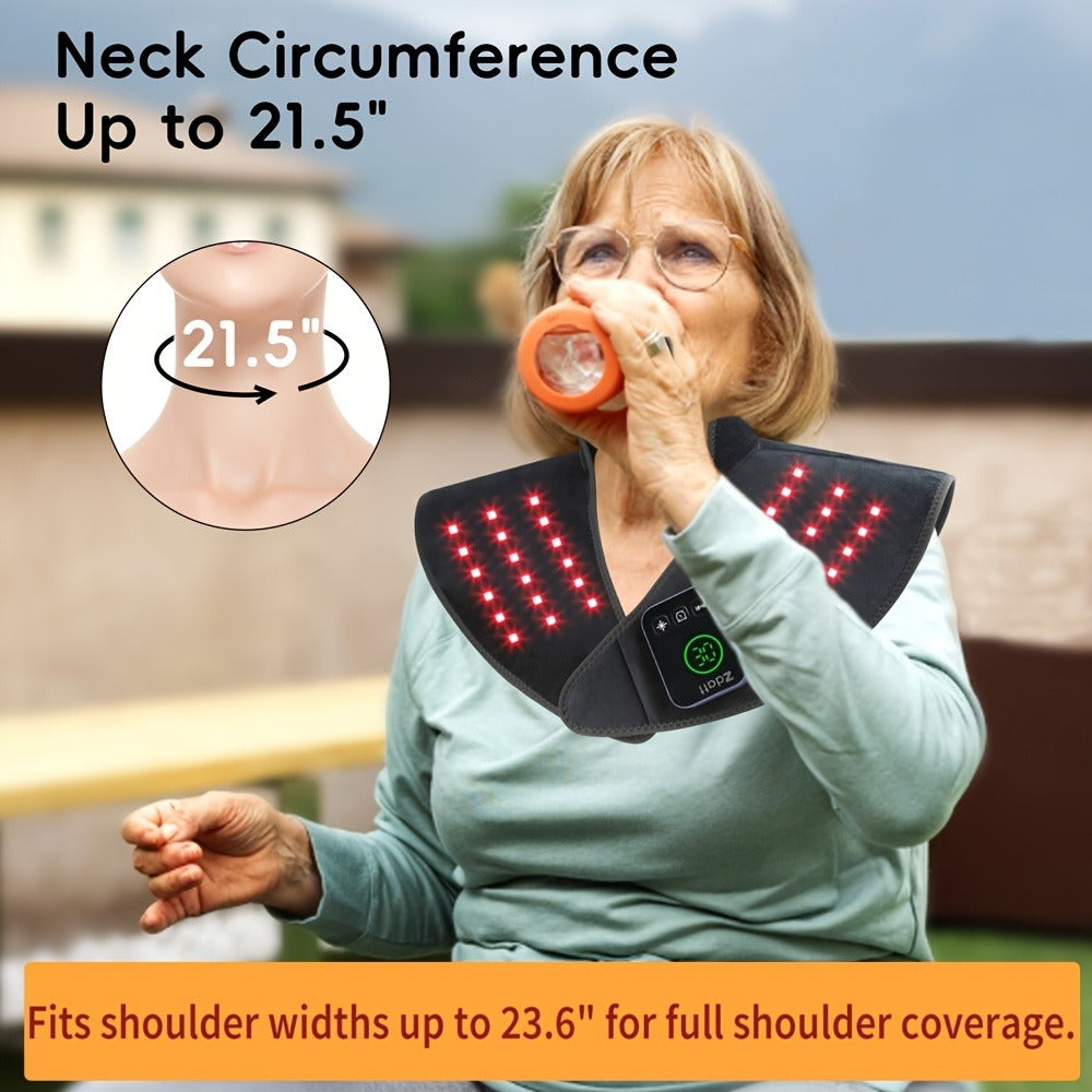 Red Light Therapy Shoulder Wrap with Dual Wavelength 660nm & 850nm Near-Infrared – 116 LED Wearable Device for Neck, Shoulder & Back Relief