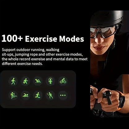 Smart Watch Round Fitness Display with Call and Message Alerts, 100+ Sport Modes and Three Band Colors