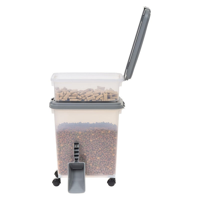 Pet Food Storage Container Set 3-Piece – 30QT + 10QT Airtight Snap-Lock with 360° Wheels & Scoop, Holds up to 37.5lb