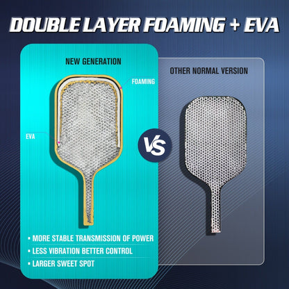 Carbon Fiber Pickleball Paddle T800 16mm Thermoformed – Elongated Pickleball Racket for Spin Power & Control, Upgraded 3-Layer Foam Edge