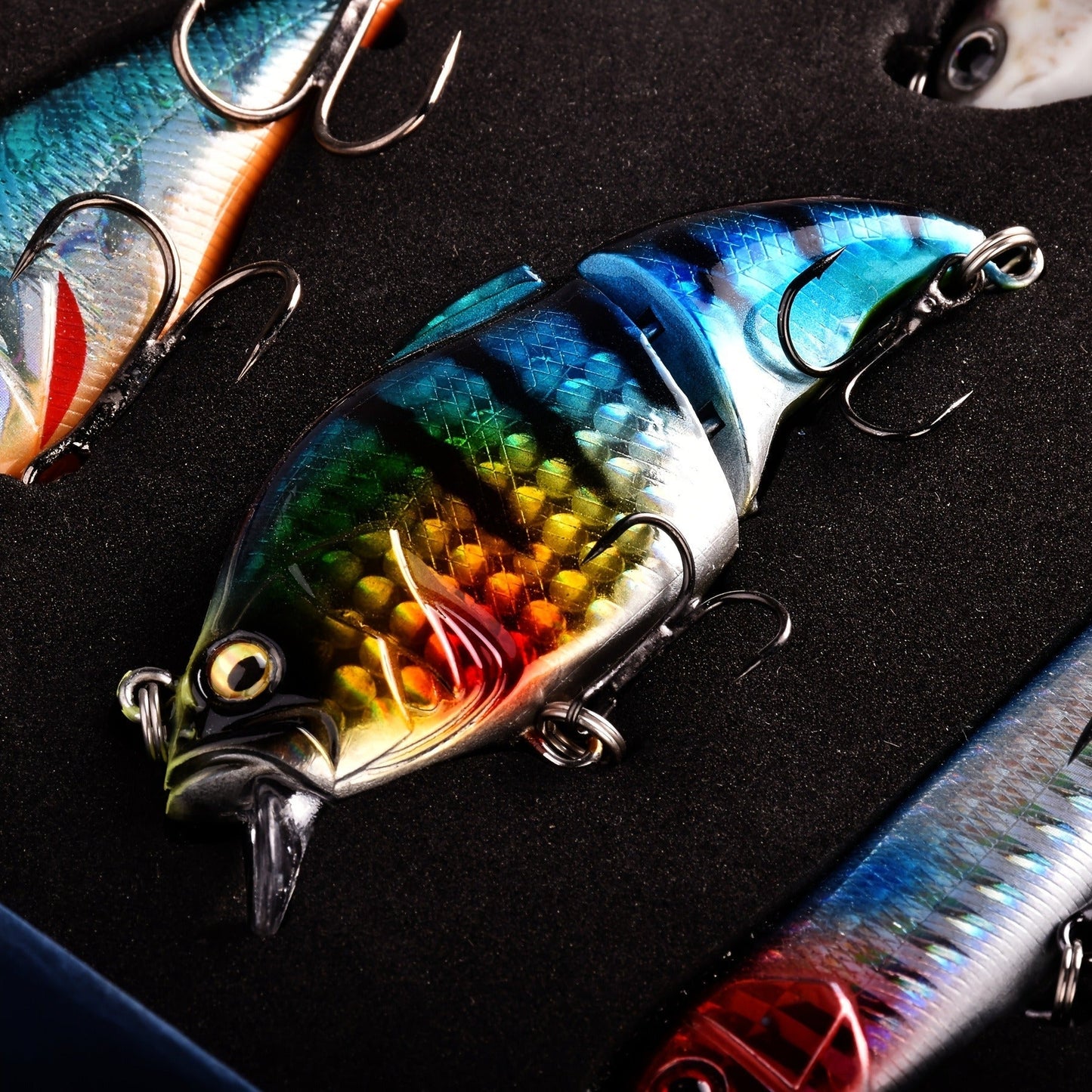 Swimbait Fishing Lures 15pcs Multi-Section Jointed Lure Kit for Bass Pike Trout, Saltwater Freshwater Realistic Swimming Action Fishing Bait