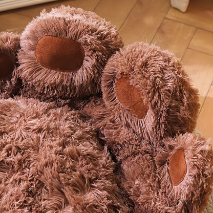 Dog Bed & Cat Bed Plush Bear Paw Print – Soft Warm Pet Bed for Small Medium Large Dogs, Thickened Long Plush, No Assembly