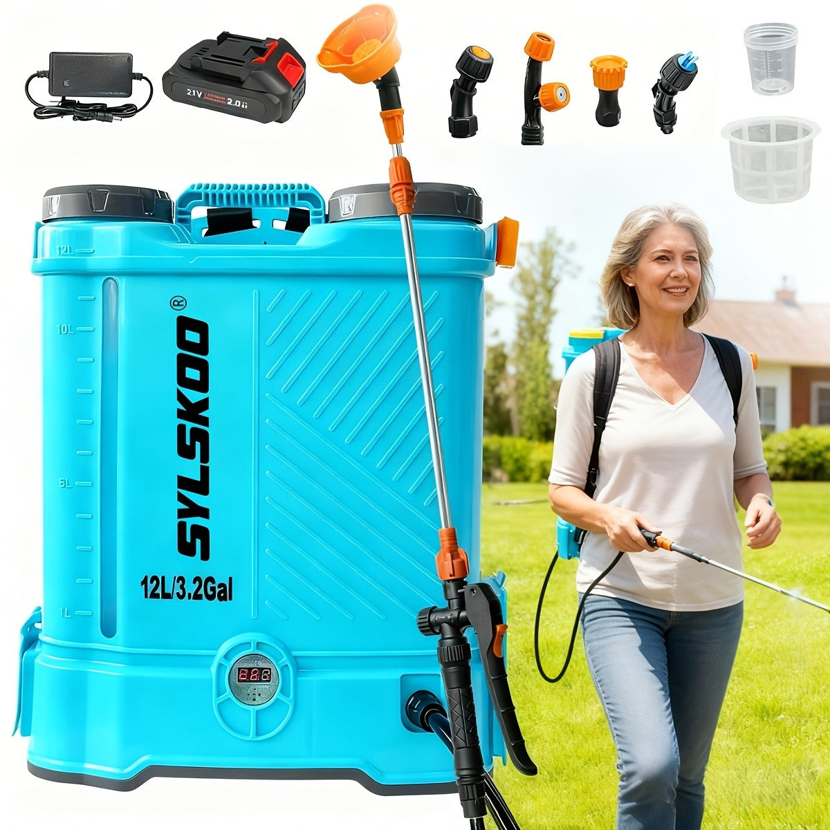 Battery Powered Backpack Sprayer 3.2 Gallon 0-80 PSI Adjustable Electric with the Listed Color, Size or Set Options for Everyday Carry