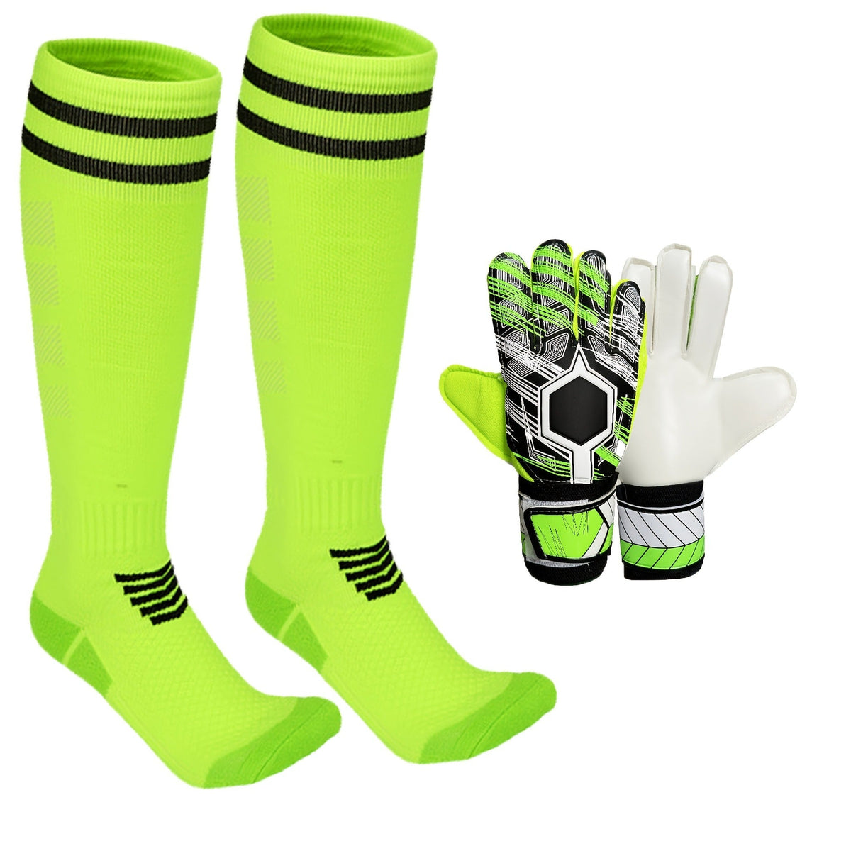 Goalkeeper Gloves with Finger Protection Thickened Latex Anti-Slip + Football Socks Set Adult Men Women Professional Soccer Goalie Gloves