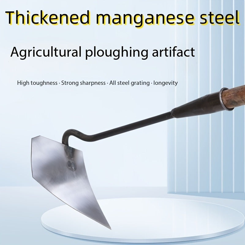 Garden Cultivator Manganese Steel Hand Plough Thickened Triangular Hoe for Plowing, Soil Loosening
