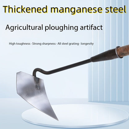 Garden Cultivator Manganese Steel Hand Plough Thickened Triangular Hoe for Plowing, Soil Loosening