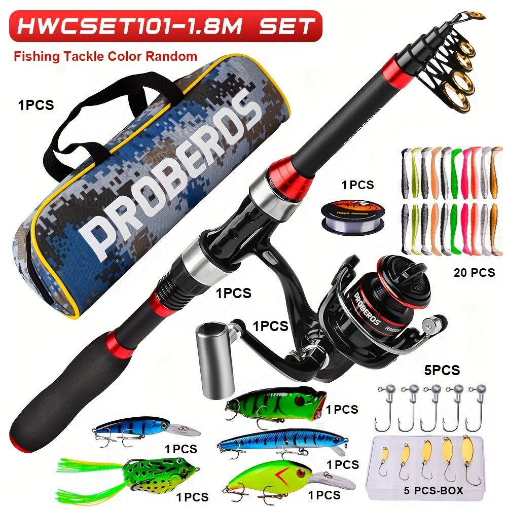 Carbon Fiber Fishing Rod & Spinning Reel Combo – Ultralight Fast Action Rod with Long Cast Spinning Wheel