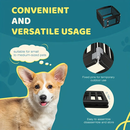 Dog Pen 4 Panel with Non-Slip Bottom & Safety Locking Door – Portable Expandable Indoor Outdoor Pet Pen for Medium Dogs & Puppies
