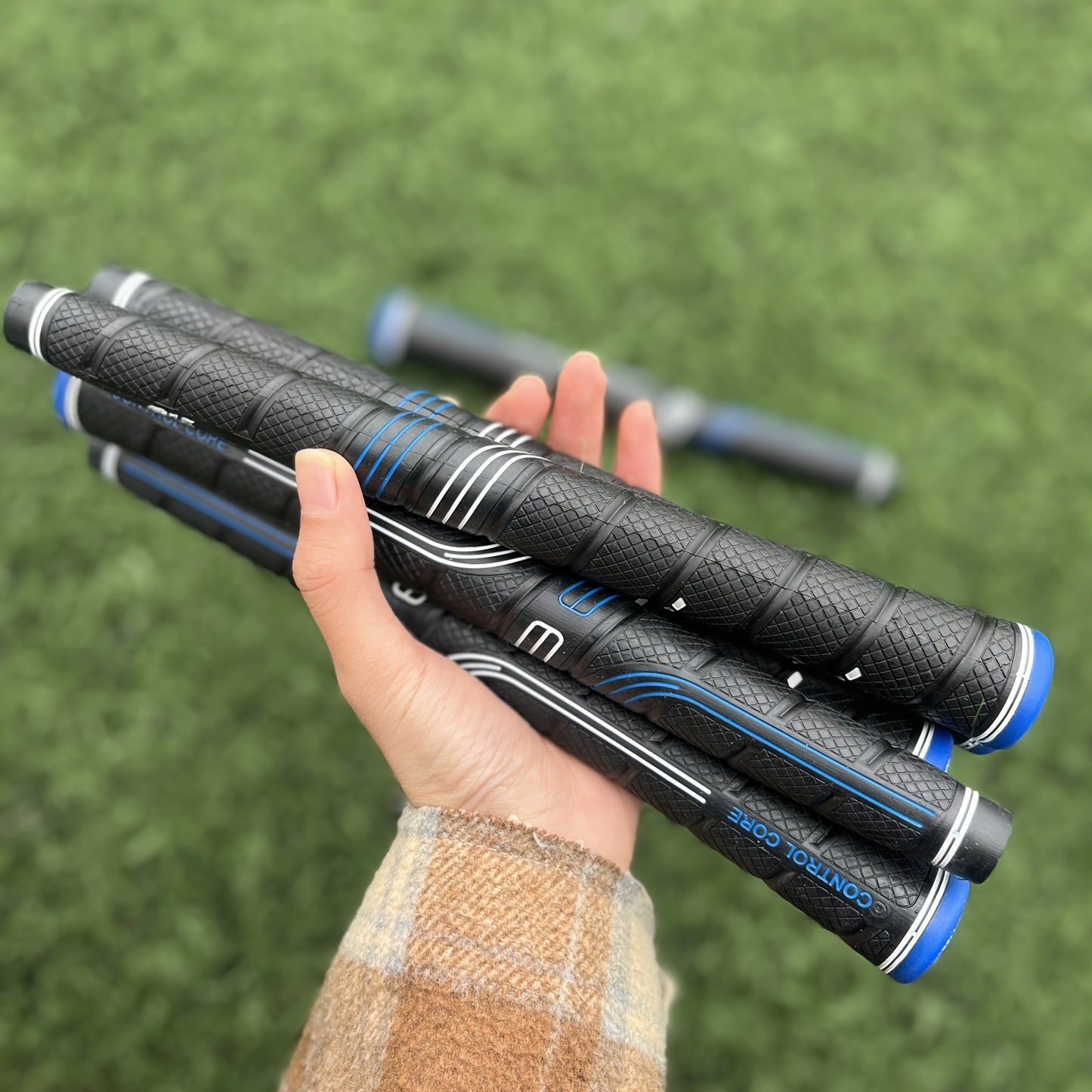 Oversized Golf Grips 10-Pack | Jumbo Blue Soft Rubber Anti-Slip Golf Club Grips for Iron & Wood Clubs – Ergonomic Precision Control Design