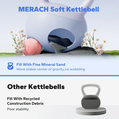 Soft Kettlebell Sand-Filled with Non-Slip Wide Grip Handle & Cushioned Base – Premium Mineral Sand Kettle Bell for Safe Strength Training