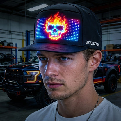 Programmable LED Hat with APP Control – Custom Text, Animation & Graffiti Display, USB Rechargeable, Adjustable Fit for Men & Women