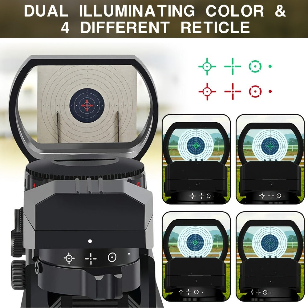 Red Green Dot Sight 33mm with 4 Reticle Modes – Dual Illuminated Rifle Scope, 1x Magnification, 1 MOA Adjustment
