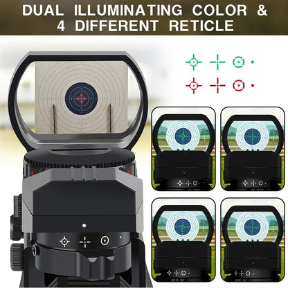 Red Green Dot Sight 33mm with 4 Reticle Modes – Dual Illuminated Rifle Scope, 1x Magnification, 1 MOA Adjustment