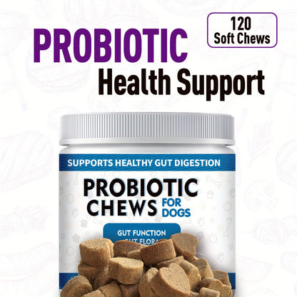 Dog Probiotic & Digestive Enzyme Chews with Prebiotics – Gut Health, Skin Sensitivity Support & Digestive Balance Soft Chew Supplement