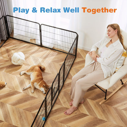 Dog Playpen Heavy Duty Foldable – 8 & 16 Panel Pet Exercise Pen for Large Medium Small Dogs, Portable Indoor Outdoor Puppy Pen for Yard