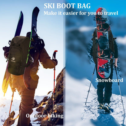 Ski Boot Bag Snowboard Backpack 40-50L Large Capacity Snow Gear Bag for Skiing Helmet Goggles Gloves Snowboard Accessories Winter Sports