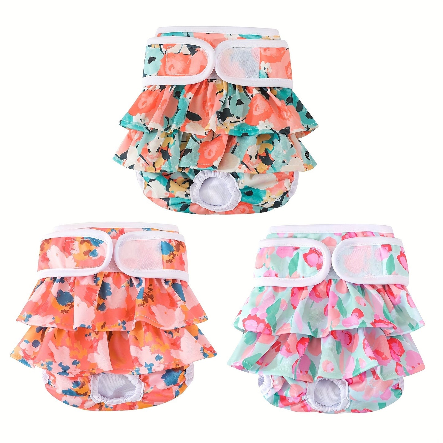 Washable Female Dog Diapers 3 Pack – Reusable Highly Absorbent Dog Period Panties for Heat Incontinence Puppy Training, XS S M L