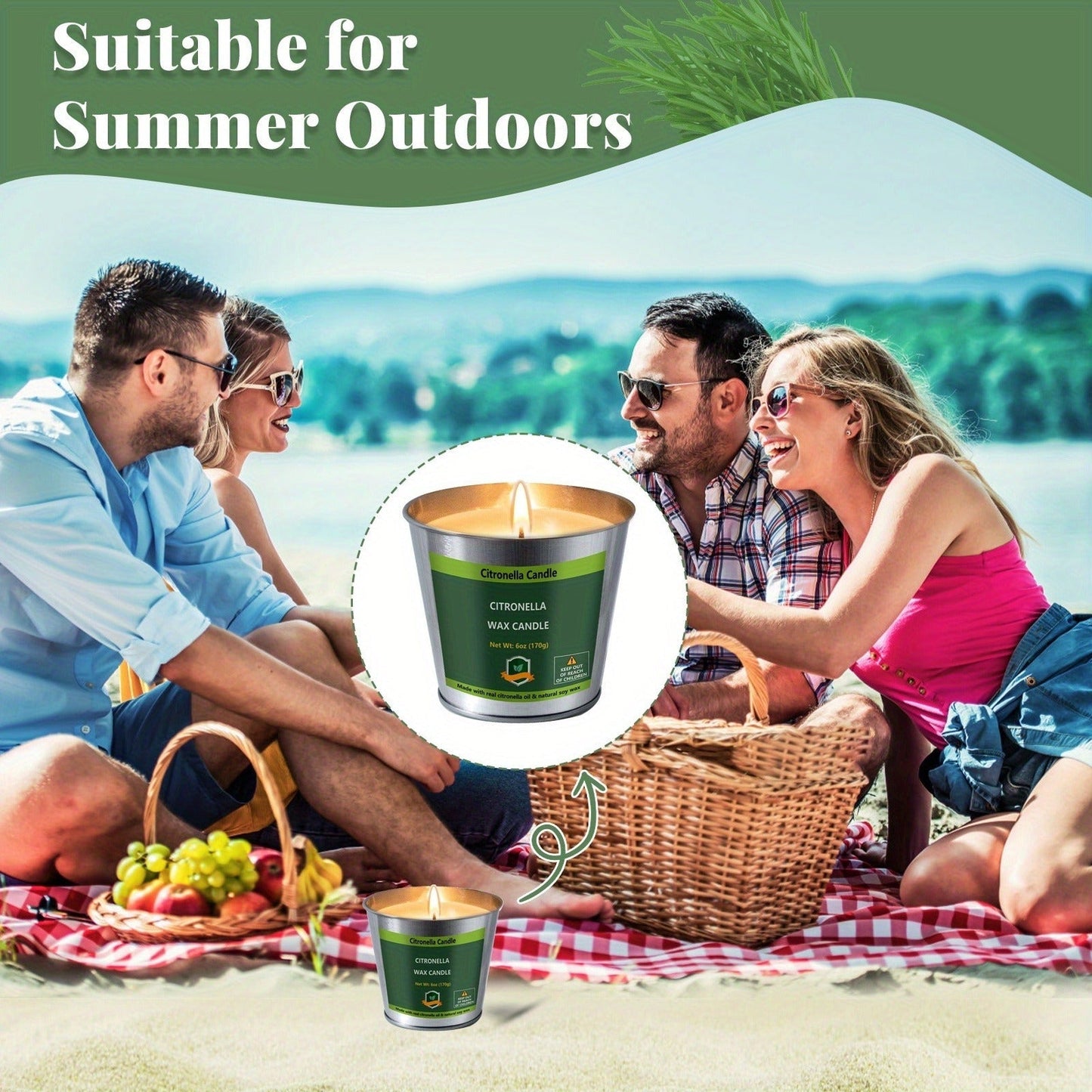 Citronella Candles Set 4 Pack Outdoor Indoor Bug Repellent Candles for Patio BBQ Garden Yard Camping Party Deck Holiday Gift Fall Candles