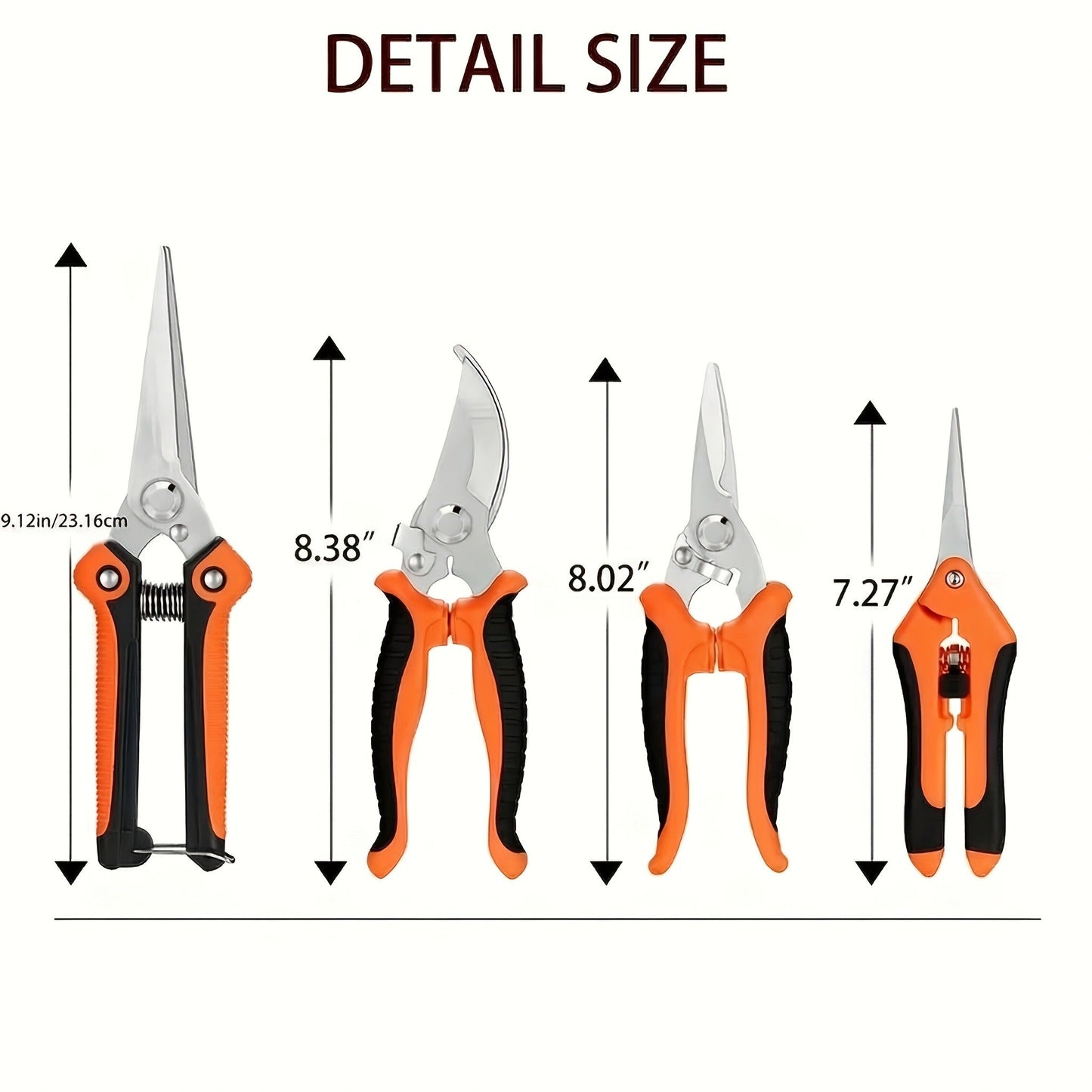 Pruning Shears 6-Piece Set, Stainless Steel Garden Scissors Anti-Slip Handle, Fruit Picking Lawn Bonsai Branch Cutting Tool Gift