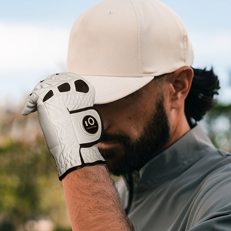 Men's Golf Glove Left Hand 3 Pack with Ball Marker – WeatherSof Soft Grip Cabretta-Style Golf Gloves for Men, Buckle Closure