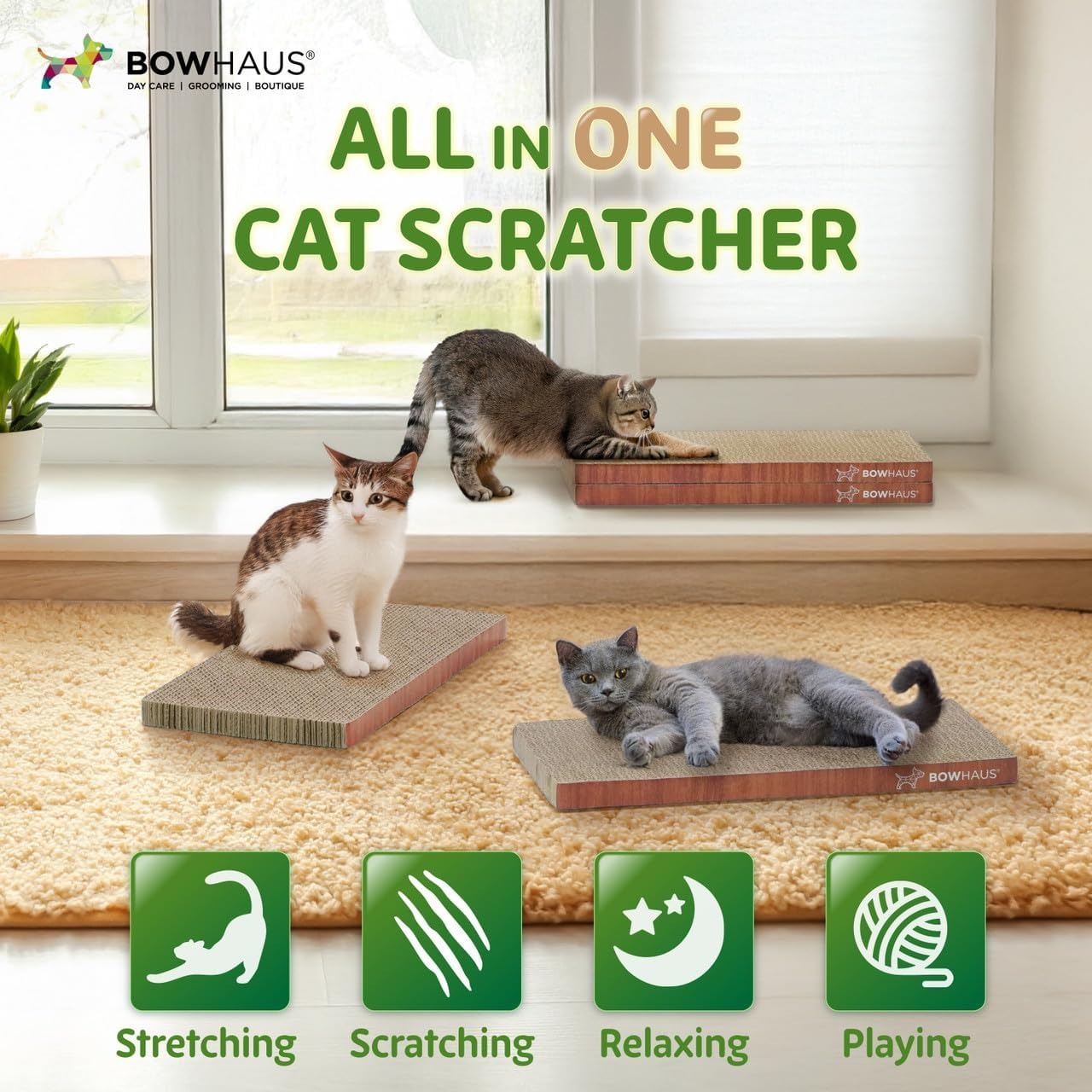 Cat Scratcher Lounger Reversible – Large Cardboard Cat Scratching Pad & Board for Indoor Cats, 5-Layer Durable Construction