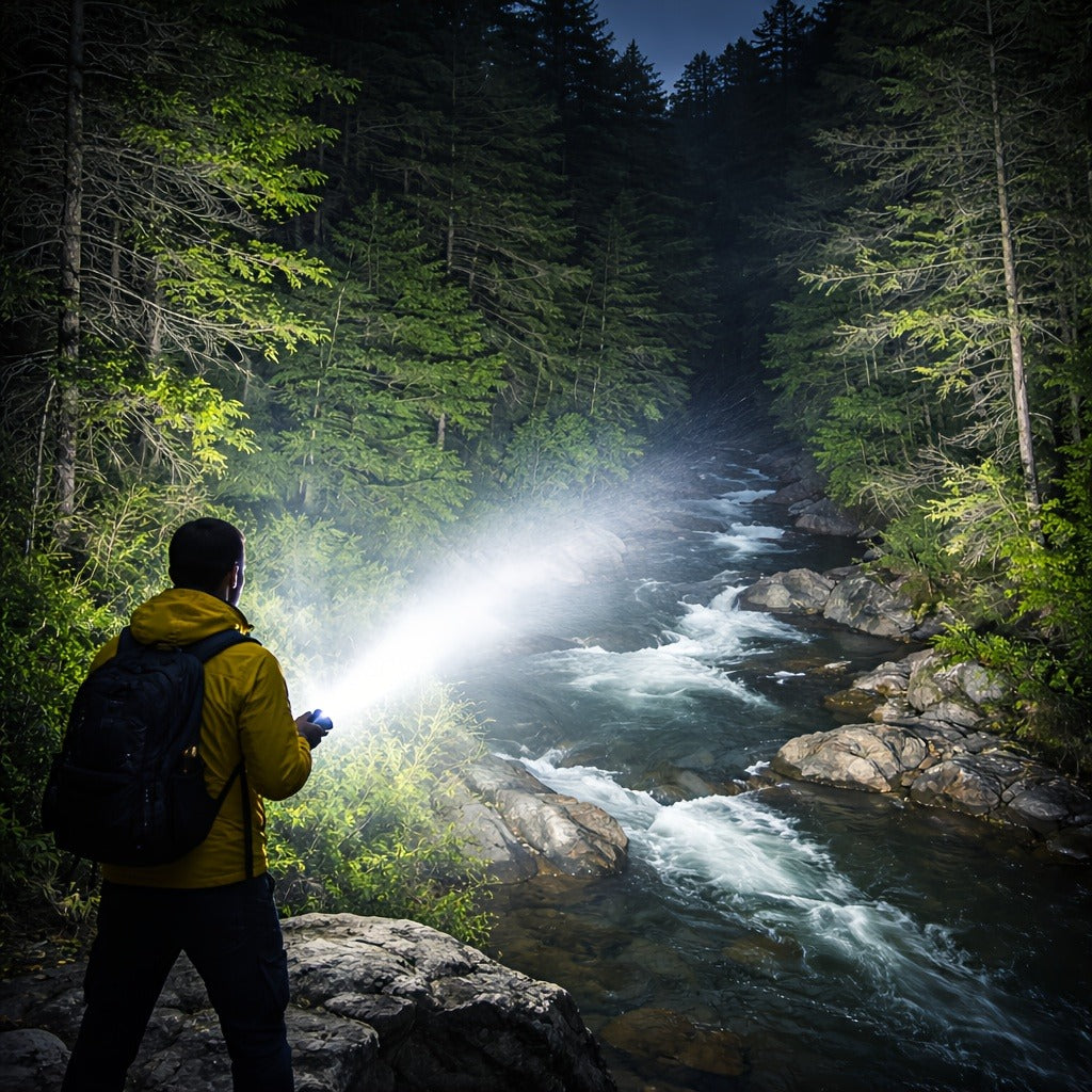 Flashlight Rechargeable Zoom Torch with Five Gallery-Shown Modes, 30W LED and USB Power Output