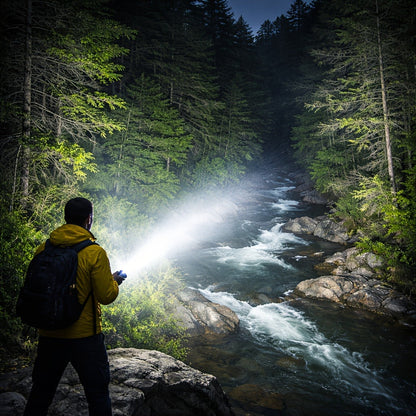 Flashlight Rechargeable Zoom Torch with Five Gallery-Shown Modes, 30W LED and USB Power Output