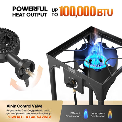 Outdoor Propane Burner Stove Cast Iron High Pressure Gas Cooker with Detachable Stand Legs