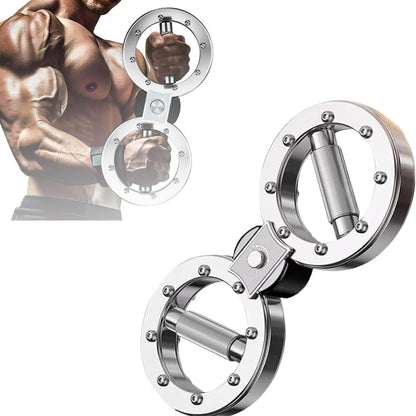 Fitness Equipment Silver Wrist and Forearm Trainer with Dual Grip Rings and 360-Degree Center Arm