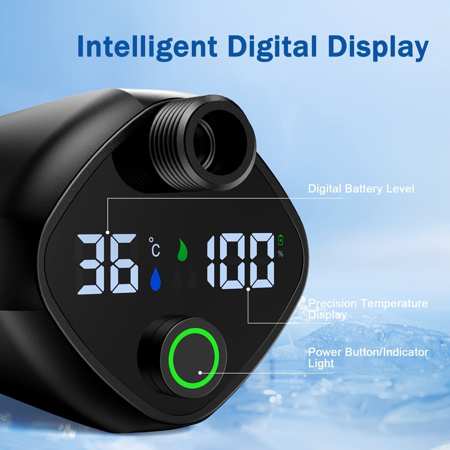 Portable Camping Shower with 9000mAh Battery – Smart Digital Display, Foldable Bucket Included, Compact Lightweight Outdoor Shower Pump