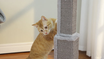 Cat Scratching Post Multi-Tier Sisal Tower for Indoor Cats – 18.9" & 32" Cat Tree with Hanging Ball Toy, Natural Sisal Rope, Sturdy Base