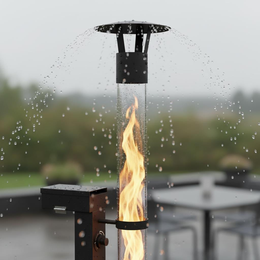 Wood Pellet Patio Heater Portable Gravity Feed Rocket Stove with Glass Tube Flame, Smokeless Non-Electric Outdoor Fire Pit for Backyard